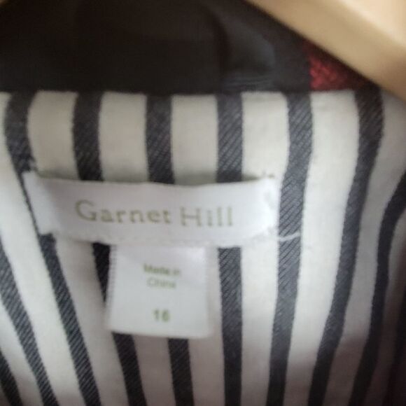 GARNET HILL wool JACKET buffalo check plaid Lined Red Black Toggle buttons 16 - Picture 2 of 4